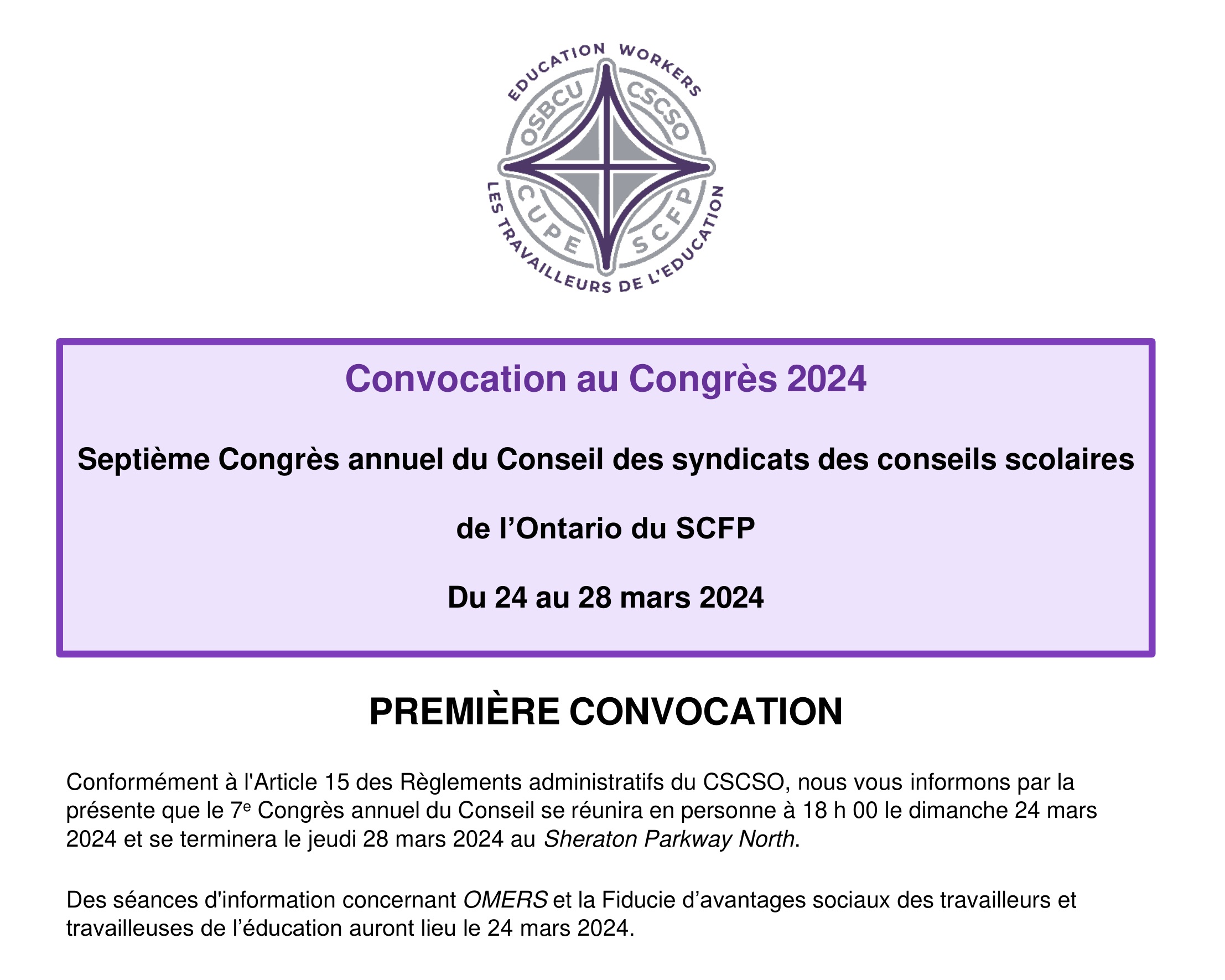 2024 Septième Congrès annuel du Conseil des syndicats des conseils scolaires